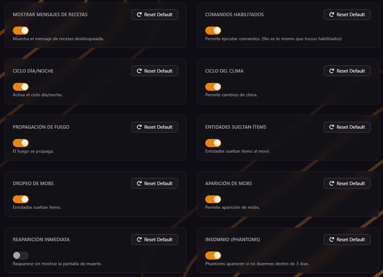 Reglas del mundo bedrock