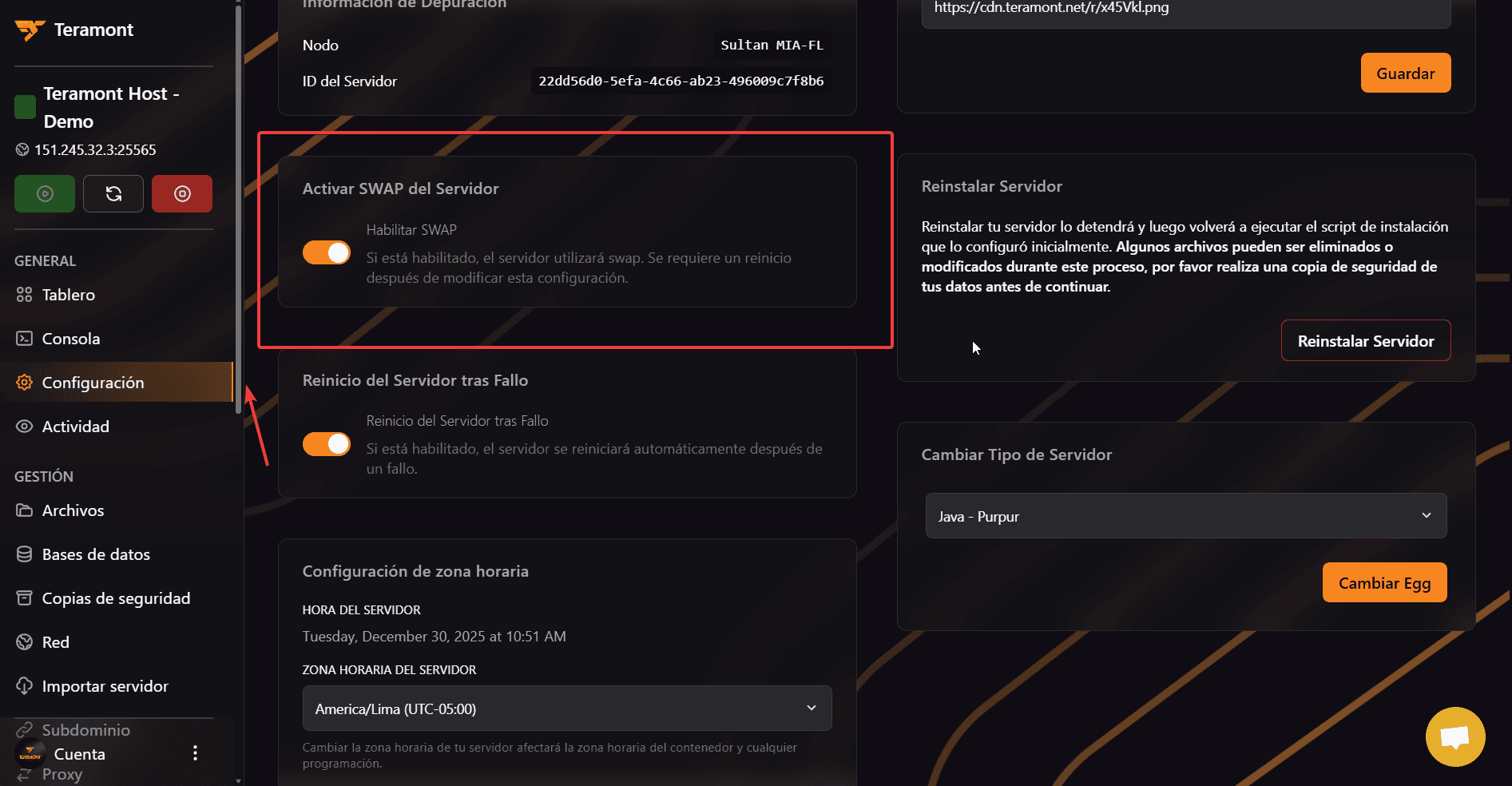 Vista general de configuración
