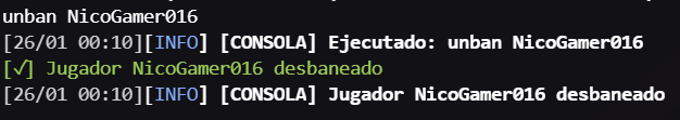 Comando Unban Ejemplo