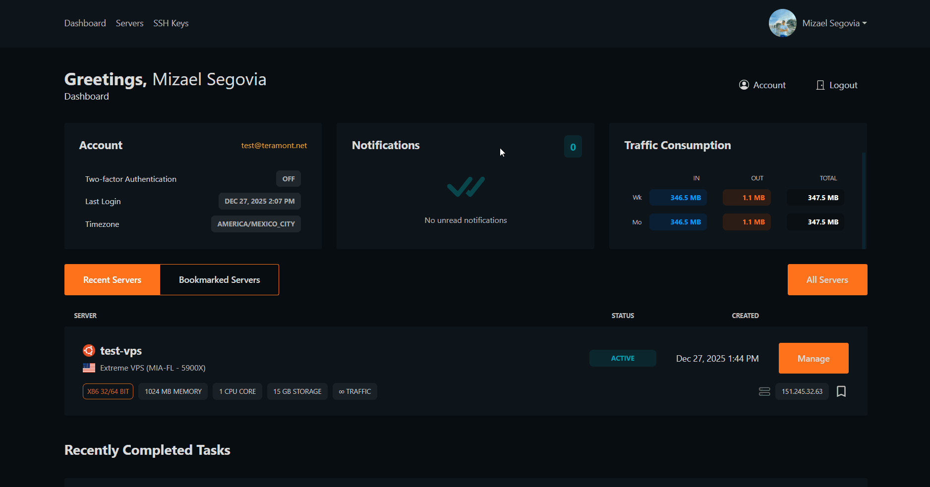 Dashboard VPS