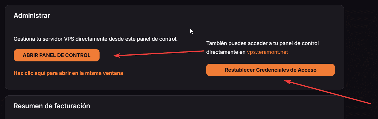 Sección Administrar