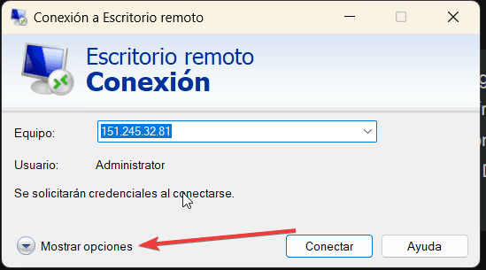 Botón Mostrar Opciones