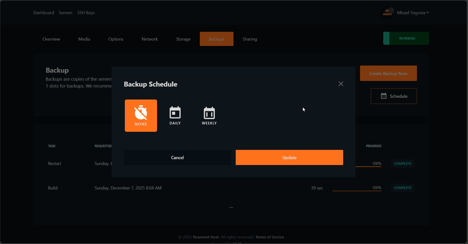 Botón Schedule