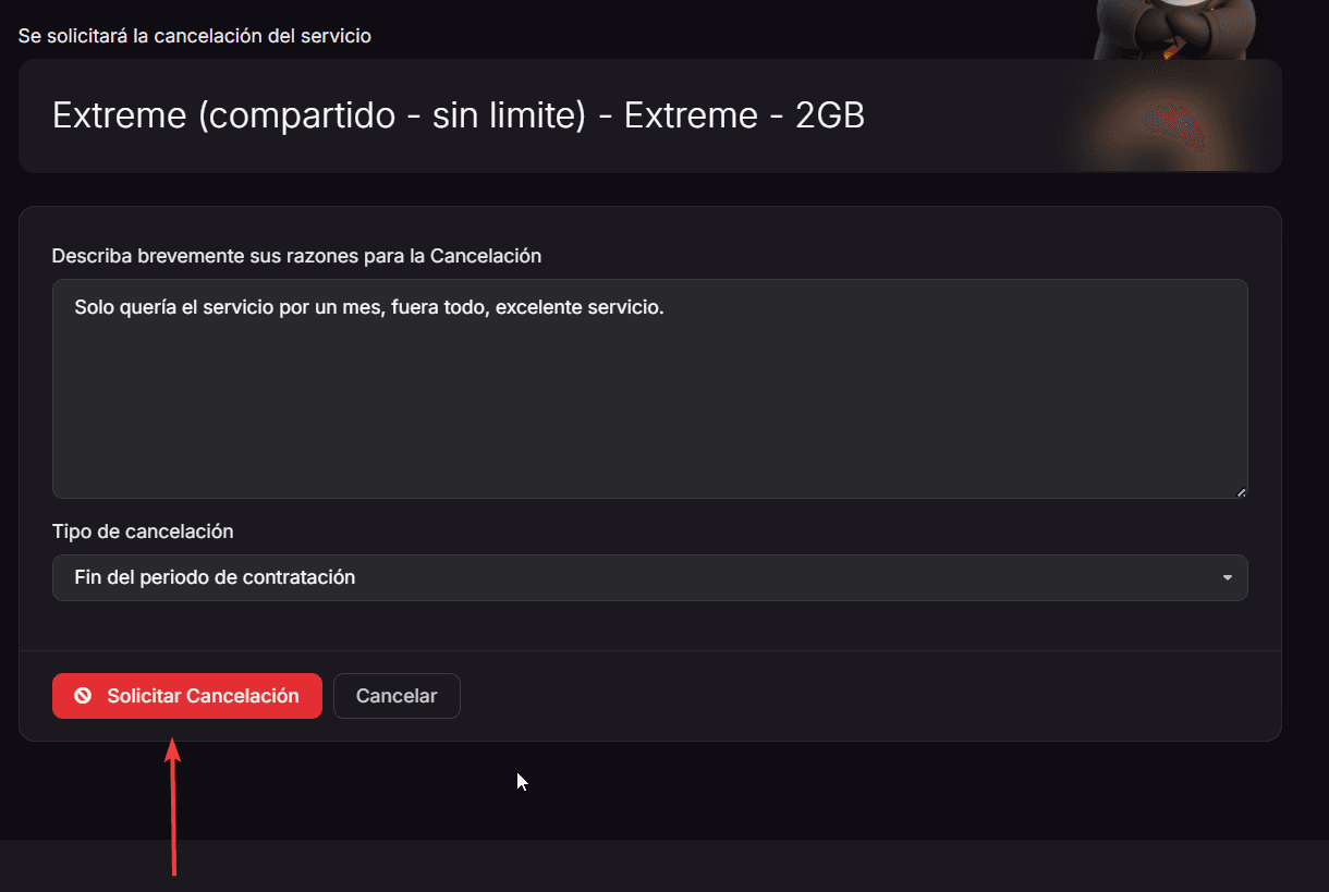 Botón Finalizar