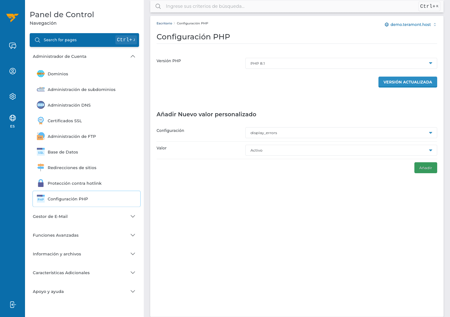Configuración de PHP