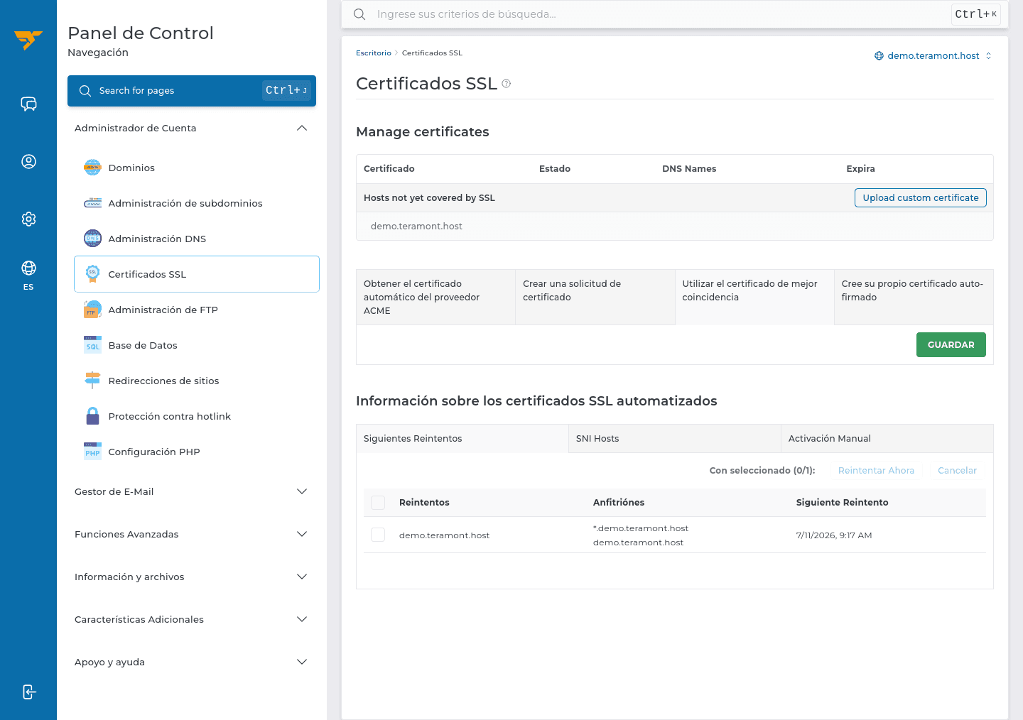 Estado de los certificados SSL