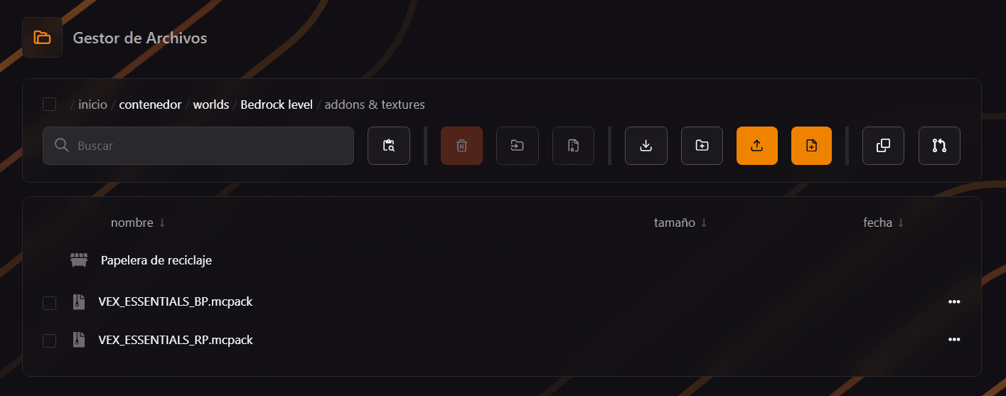 Addons cargados en carpeta
